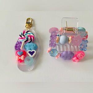 Pastel Candy Motel Keychain & Claw Clip Set